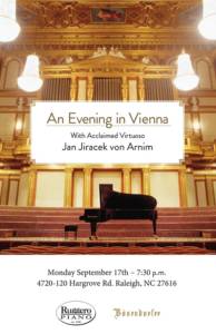 Special Concert: An Evening in Vienna With Acclaimed Virtuoso Jan Jiracek von Arnim @ Ruggero Piano 